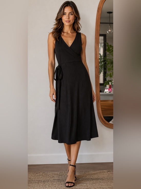 Club Monaco Dresses & Skirts - Club Monaco Black Wrap Midi Dress – Women’s Medium